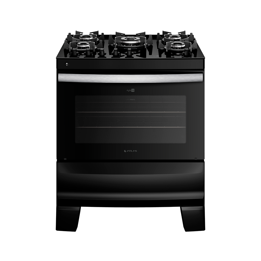 COCINA ATLAS A GAS 5H AGILE UP GLASS NEGRO