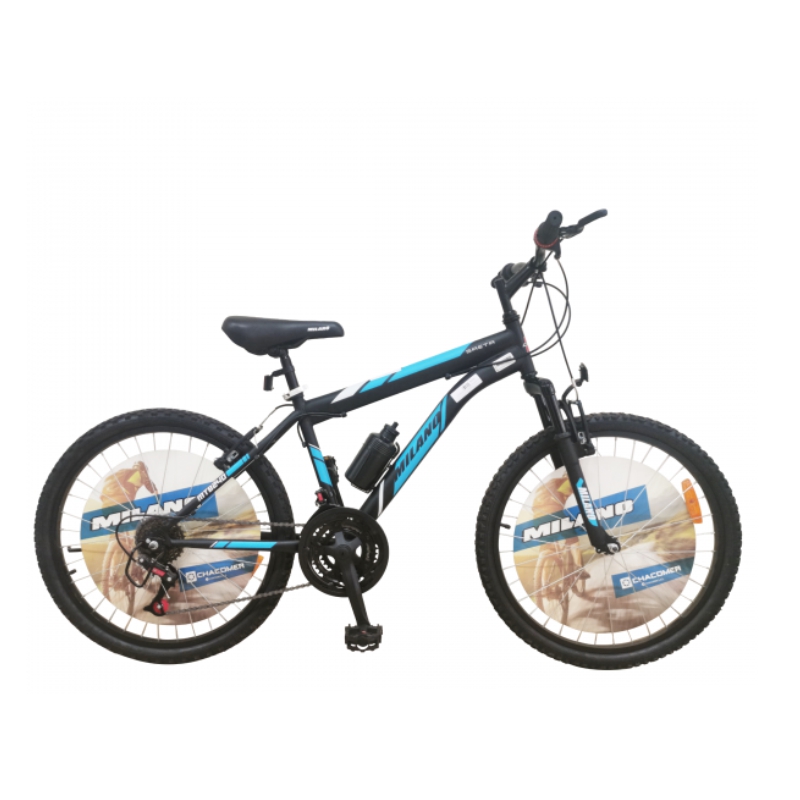 BICICLETA MILANO ARO 24" SAETA NEGRO/CELESTE
